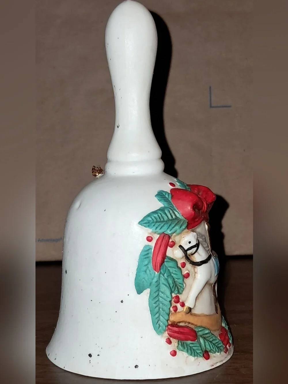 Festive Carousel Horse Decorative Bell - White, Red, Green - Picture 4 of 6